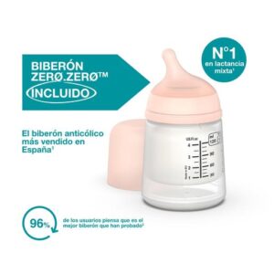 Suavinex Biberón Anticólico ZERØ.ZERØ™ tetina flujo adaptable (A), 180 ml
