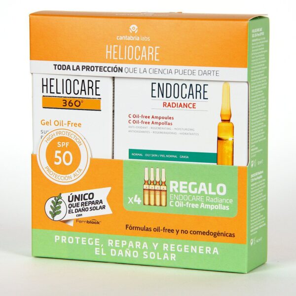 Heliocare 360 Gel Oil-Free SPF 50  PACK Regalo 4 ampollas Endocare C Oil-free