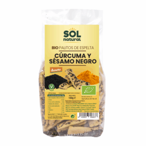 SOL NATURAL PALITOS DE ESPELTA CON CURCUMA Y SESAMO NEGRO BIO 150 G