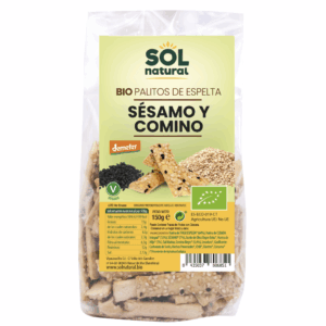 SOL NATURAL PALITOS DE ESPELTA CON SESAMO Y COMINO NEGRO BIO 150 G
