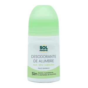 SOL NATURAL DESODORANTE LIQUIDO DE ALUMBRE ALOE - NEEM Y ALMENDRAS SIN ALUMINIO 75 ML
