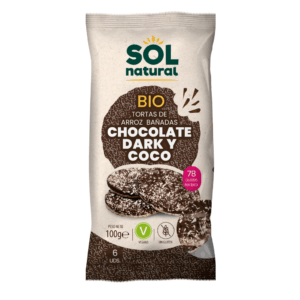 SOL NATURAL BIO TORTAS DE ARROZ BAÑADAS EN CHOCOLATE DARK Y COCO 100 G